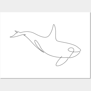 orca - one line drawing Posters and Art